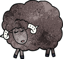 dessin animé doodle mouton noir png