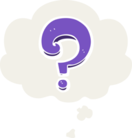 cartoon question mark with thought bubble in retro style png