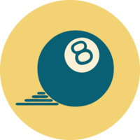 iconic tattoo style image of 8 ball png