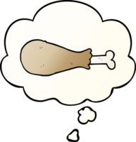 cartoon chicken leg with thought bubble in smooth gradient style png