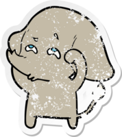 distressed sticker of a cartoon elephant remembering png