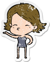 distressed sticker of a cartoon woman png