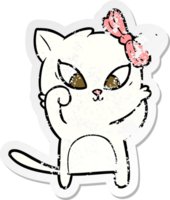 distressed sticker of a cartoon cat png