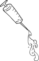 hand drawn black and white cartoon medical needle png