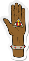 sticker of a cartoon spooky hand symbol png