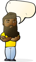 cartoon serious man with beard with speech bubble png