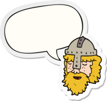 desenho animado viking face com discurso bolha adesivo png