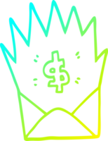 cold gradient line drawing of a cartoon unexpected pay check png