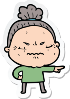 sticker of a cartoon annoyed old lady png