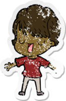 distressed sticker of a cartoon woman talking png