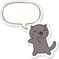 dibujos animados gato con habla burbuja pegatina png