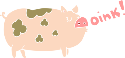 cochon de dessin animé de style plat couleur png