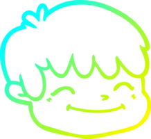 cold gradient line drawing of a cartoon male face png