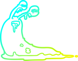 cold gradient line drawing of a gross cartoon slug png