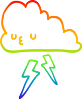 Regenbogen Gradient Linie Zeichnung von ein Karikatur Sturm Wolke png