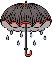 tattoo in traditional style of an umbrella and storm cloud png