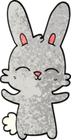 cute grunge textured illustration cartoon rabbit png