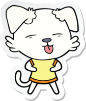 sticker of a cartoon dog sticking out tongue png