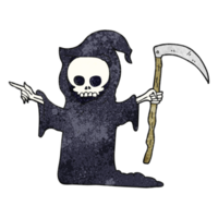 hand textured cartoon death with scythe png