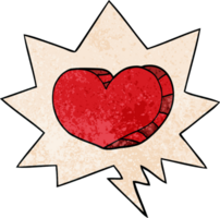 cartoon love heart with speech bubble in retro texture style png