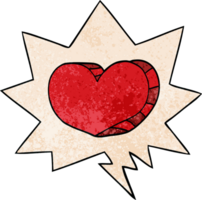 desenho animado amor coração com discurso bolha dentro retro textura estilo png