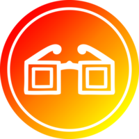 square glasses circular icon with warm gradient finish png