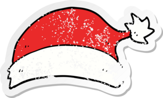 distressed sticker of a cartoon christmas hat png