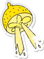 distressed sticker of a quirky hand drawn cartoon lemon png