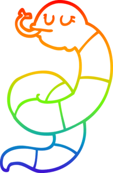 regnbåge lutning linje teckning av en tecknad serie orm lindad png