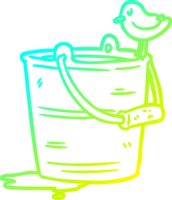 cold gradient line drawing of a bird looking into bucket of water png