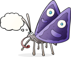 cartoon funny butterfly with thought bubble png