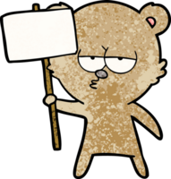 personaje de dibujos animados de oso con signo de protesta png