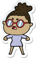 sticker of a cartoon annoyed woman png