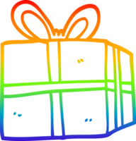 rainbow gradient line drawing of a cartoon wrapped present png