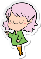 pegatina de una niña elfa feliz de dibujos animados png