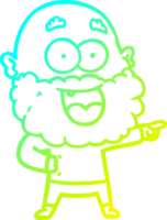 cold gradient line drawing of a cartoon crazy happy man with beard png