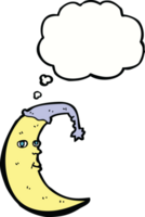 sleepy moon cartoon with thought bubble png