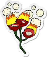 sticker van een tekenfilm die bloemen verbrandt png