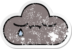 distressed sticker of a cute cartoon storm cloud png