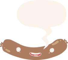 cartoon sausage with speech bubble in retro style png