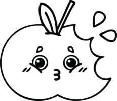 line drawing cartoon of a red apple png