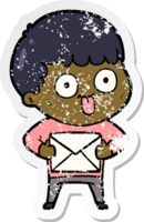 distressed sticker of a cartoon man staring png