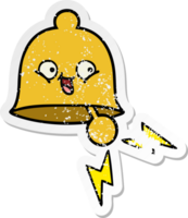 distressed sticker of a cute cartoon ringing bell png