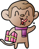 crazy cartoon monkey with christmas present png