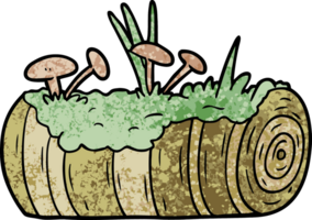 tekenfilm oud log met champignons png