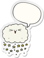 happy cartoon cloud with speech bubble sticker png