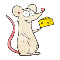 mano texturizado dibujos animados ratón con queso png
