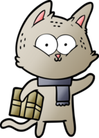 cartoon cat holding christmas present png