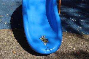 Items for games and sports on the playground in the city park. photo