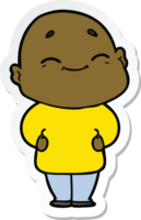 sticker of a cartoon happy bald man png